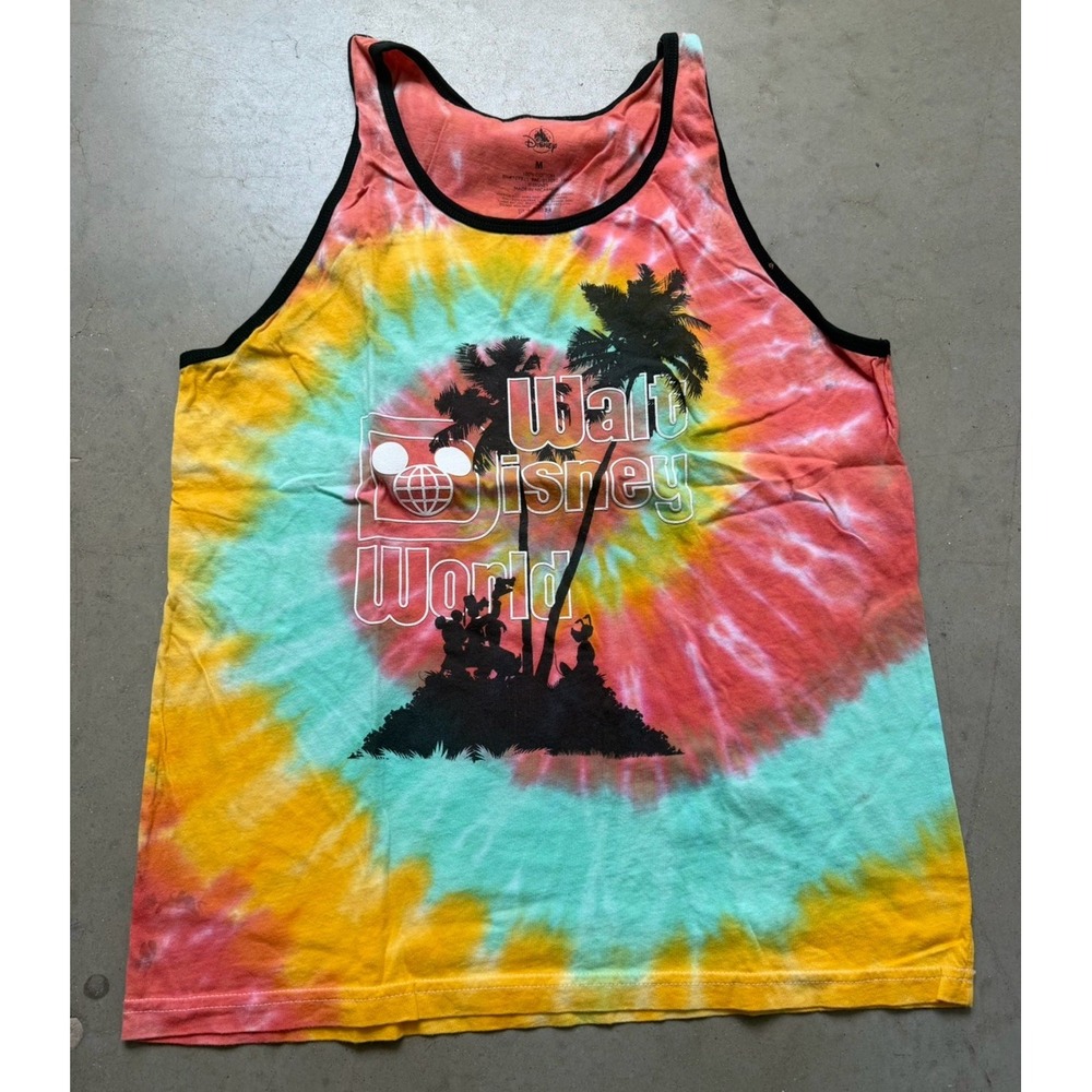 Disney Parks Walt Disney World Tie Dye Tank Top Men's M Palm Trees Hippie